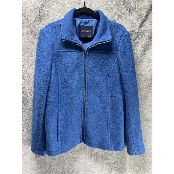 Lands End Women’sp Size 12 Wool Blend Zip Up Pea Coat Navy Blue Classic Jacket - Picture 6 of 6